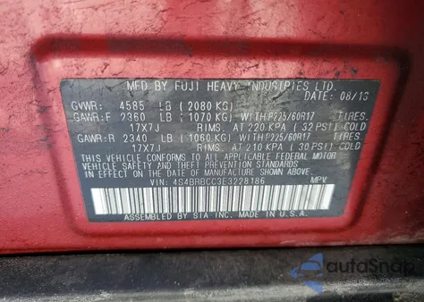 2014 Subaru Outback 2.5I Premium z USA, uszkodzony, nr VIN 4S4BRBCC3E3228186